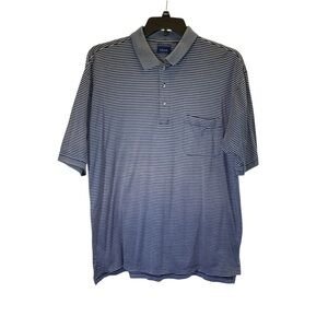 Izod Striped Polo Shirt Men’s sz LT Blue gray stripe short sleeve athletic golf